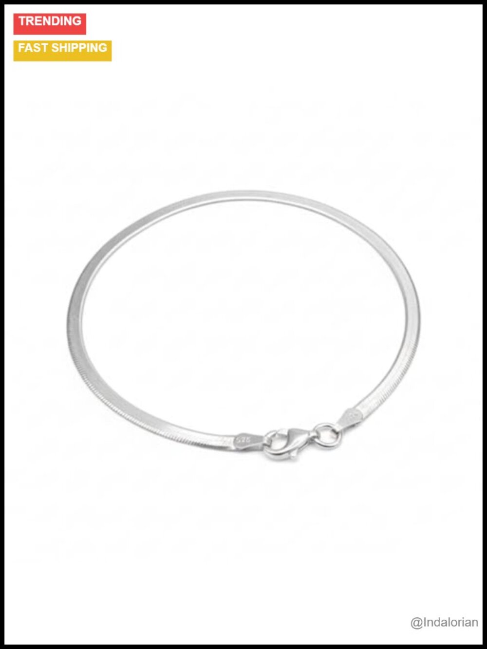 925 Sterling Silver Herringbone Bracelet Women 3mm Flat Snake Chain